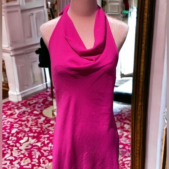 SEE YOU MONDAY NWT HOT BRIGHT FUCHSIA PINK HALTER MINI DRESS MEDIUM - Picture 2 of 9